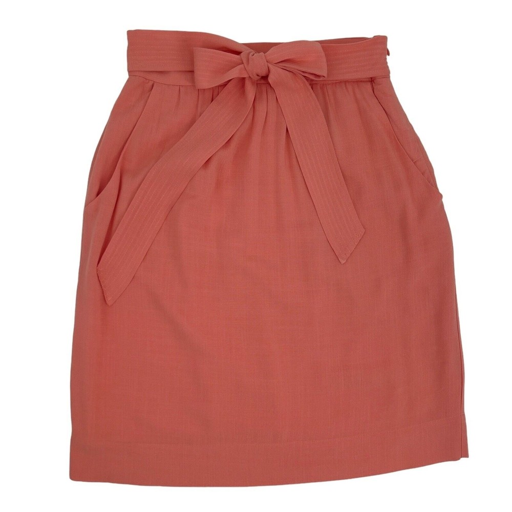 Cremieux Womens Above Knee Spring Skirt Coral Pink Tie Waist Lined Size 0